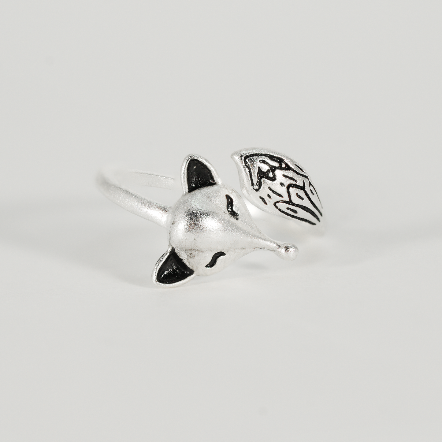 Adjustable Silver Fox Ring, Cute Minimalist Fox Design, Handmade Ring Gift for Her