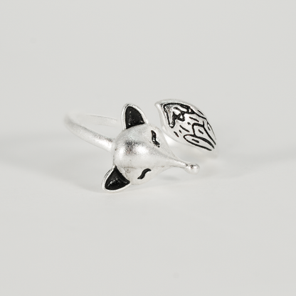 Adjustable Silver Fox Ring, Cute Minimalist Fox Design, Handmade Ring Gift for Her