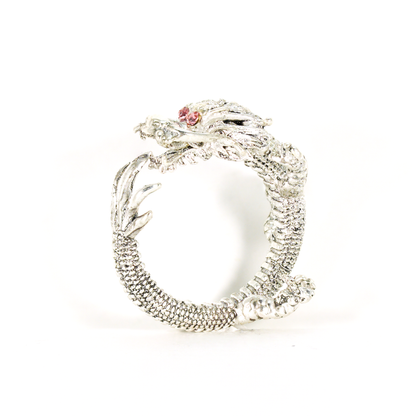 Dragon Ring, Vintage Sculpted Dragon Jewelry, Totem Protection Amulet, Fantasy Gift for Her