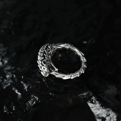Dragon Ouroboros Ring, Snake Totem Ring, Gothic Ouroboros Band for Protection and Eternity