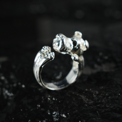Puppy Hug Ring, 3D Dog Shape Animal Jewelry, Cute Pet Memorial Gift for Dog Lovers