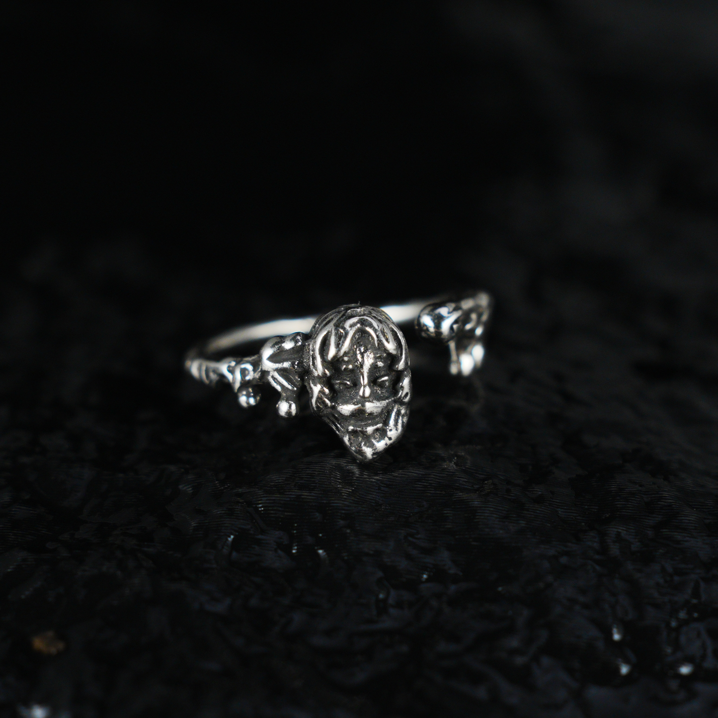Mystic Elder Totem Ring with Artisan Carving, Unique Gothic Open Design Ring for Men and Women