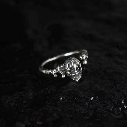 Mystic Elder Totem Ring with Artisan Carving, Unique Gothic Open Design Ring for Men and Women