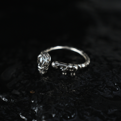 Mystic Elder Totem Ring with Artisan Carving, Unique Gothic Open Design Ring for Men and Women