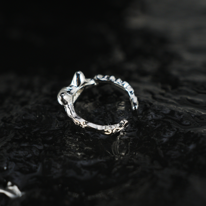 Süßer Katzenkopf Ring, Geschnitzter Tier Totem Schmuck, Emotionales Begleiter Geschenk, Unisex Handgefertigter Tier Ring
