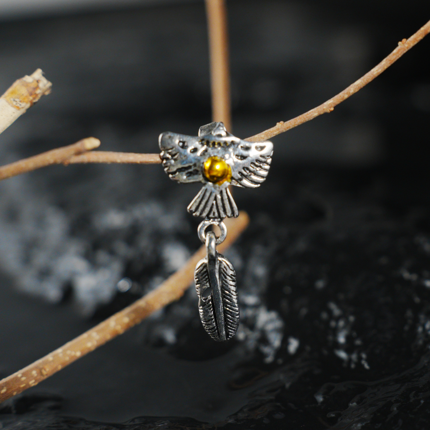 Flying Bird and Feather Drop Earring, Symbolic Totem Jewelry for Freedom, Spirit, and Inner Clarity