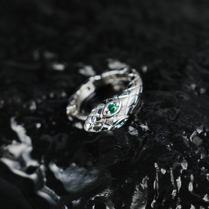 Mystic Snake Stud Earrings with Green Eyes, Gothic Animal Inspired Jewelry, Symbolic Serpent Earrings for Unisex Style & Spiritual Look