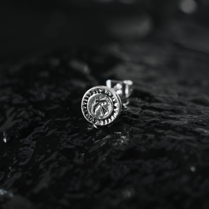 Vogelstempel Ohrstecker, Gothic Runder Siegel Ohrstecker, Minimalistischer Tier Totem Schmuck für Unisex Geschenk
