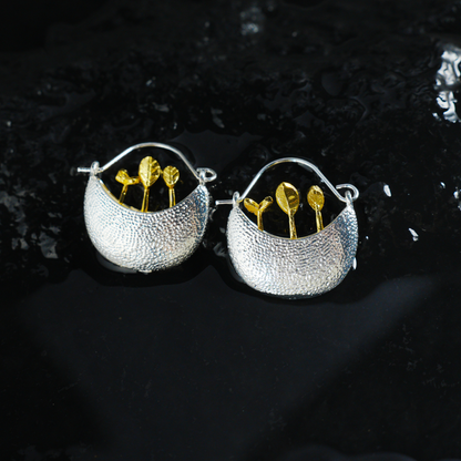 Tropfenohrringe mit sprießenden Blättern, Statement-Ohrringe aus natürlicher Kunst, leichter, pflanzeninspirierter Schmuck