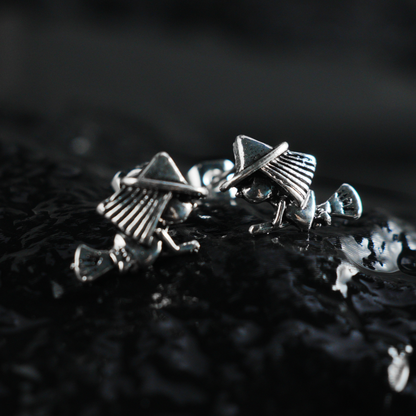 Witch on Broom Earrings, Handcrafted Fantasy Studs, Gothic Witch Jewelry for Halloween or Everyday Magic