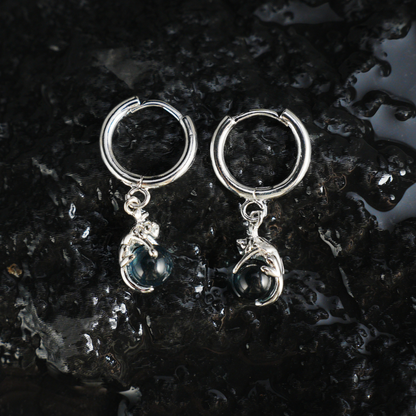 Blue Crystal Cat Earrings | Cute Cat Drop Studs | Whimsical Animal Jewelry Gift for Cat Lovers
