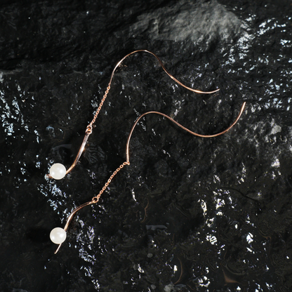 Minimalist Pearl Threader Earrings, Elegant Dangle Design, Delicate Gift for Women