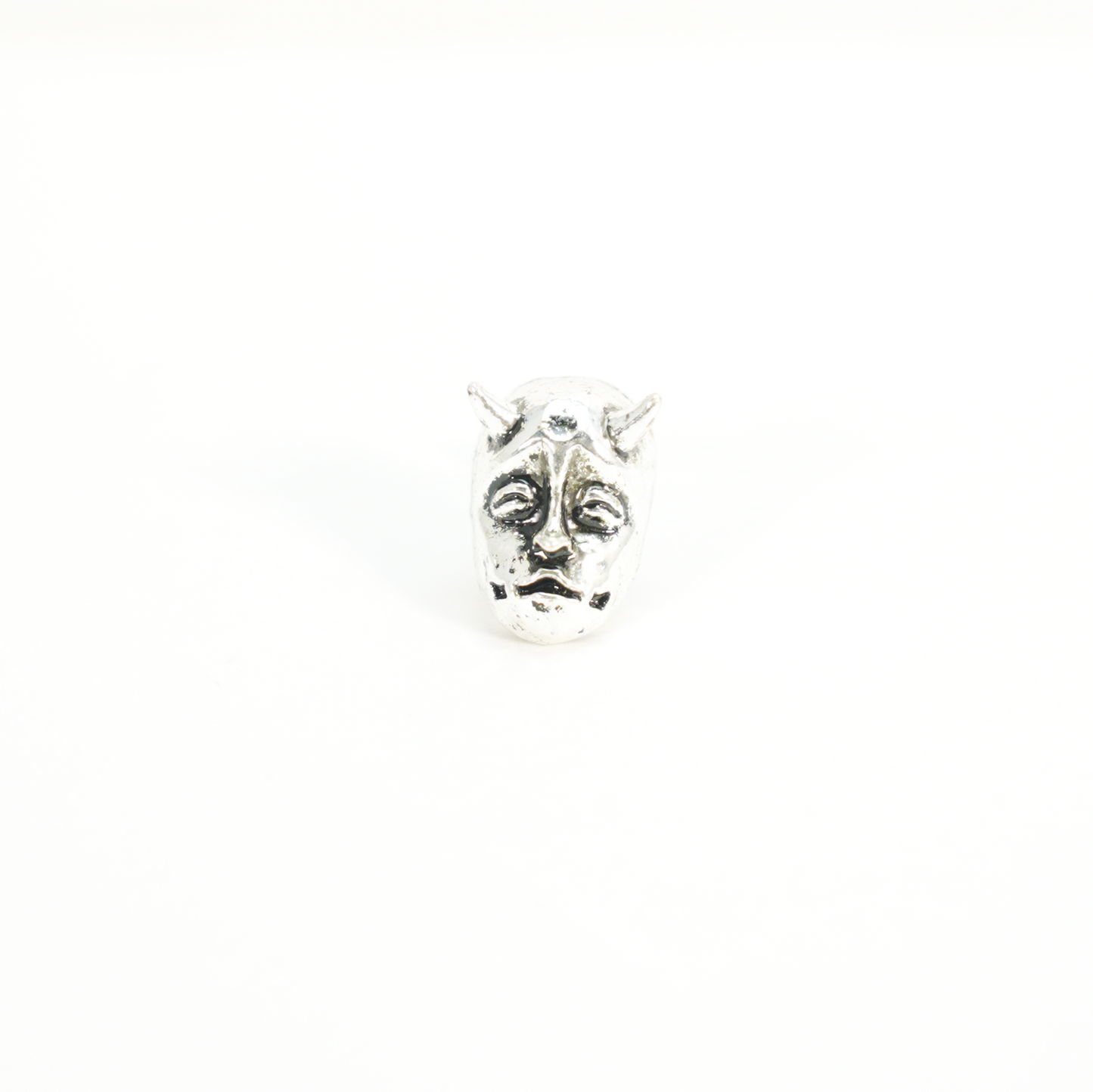 Gothic Demon Mask Earring with Sad Face Carving, Punk Style Emotional Amulet, Artistic Single Stud for Symbolic Wear