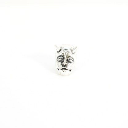 Gothic Demon Mask Earring with Sad Face Carving, Punk Style Emotional Amulet, Artistic Single Stud for Symbolic Wear