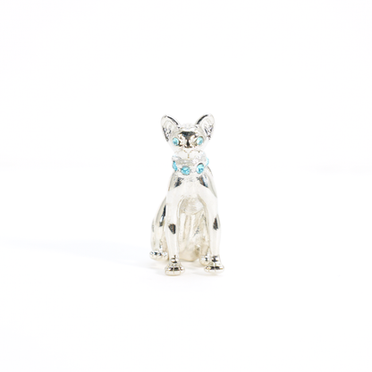 Mystischer Katzen-Ohrstecker | Blaue Kristallaugen &amp; Halsband | Gotischer Katzenschmuck | Unisex-Statement-Tierohrring | Katzen-Totem-Accessoire
