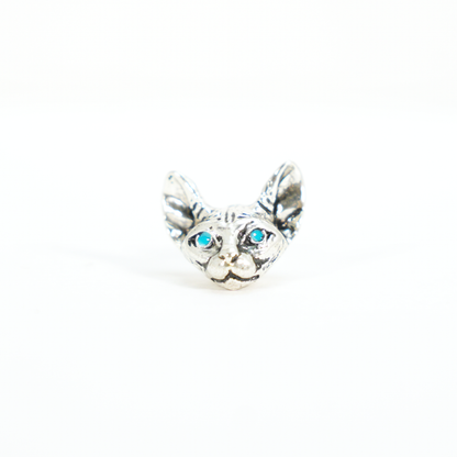 Mystischer Katzen-Ohrstecker mit blauen Augen | Spiritueller Tiertotem-Schmuck | Gothic-Geschenk für Haustierliebhaber
