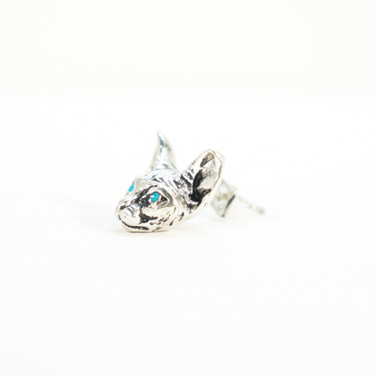 Mystischer Katzen-Ohrstecker mit blauen Augen | Spiritueller Tiertotem-Schmuck | Gothic-Geschenk für Haustierliebhaber