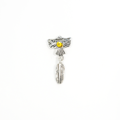 Flying Bird and Feather Drop Earring, Symbolic Totem Jewelry for Freedom, Spirit, and Inner Clarity