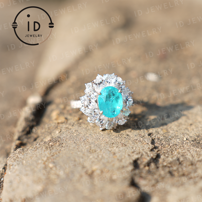 Luxurious Paraiba Tourmaline Ring in 925 Sterling Silver – Perfect Gift for Special Occasions