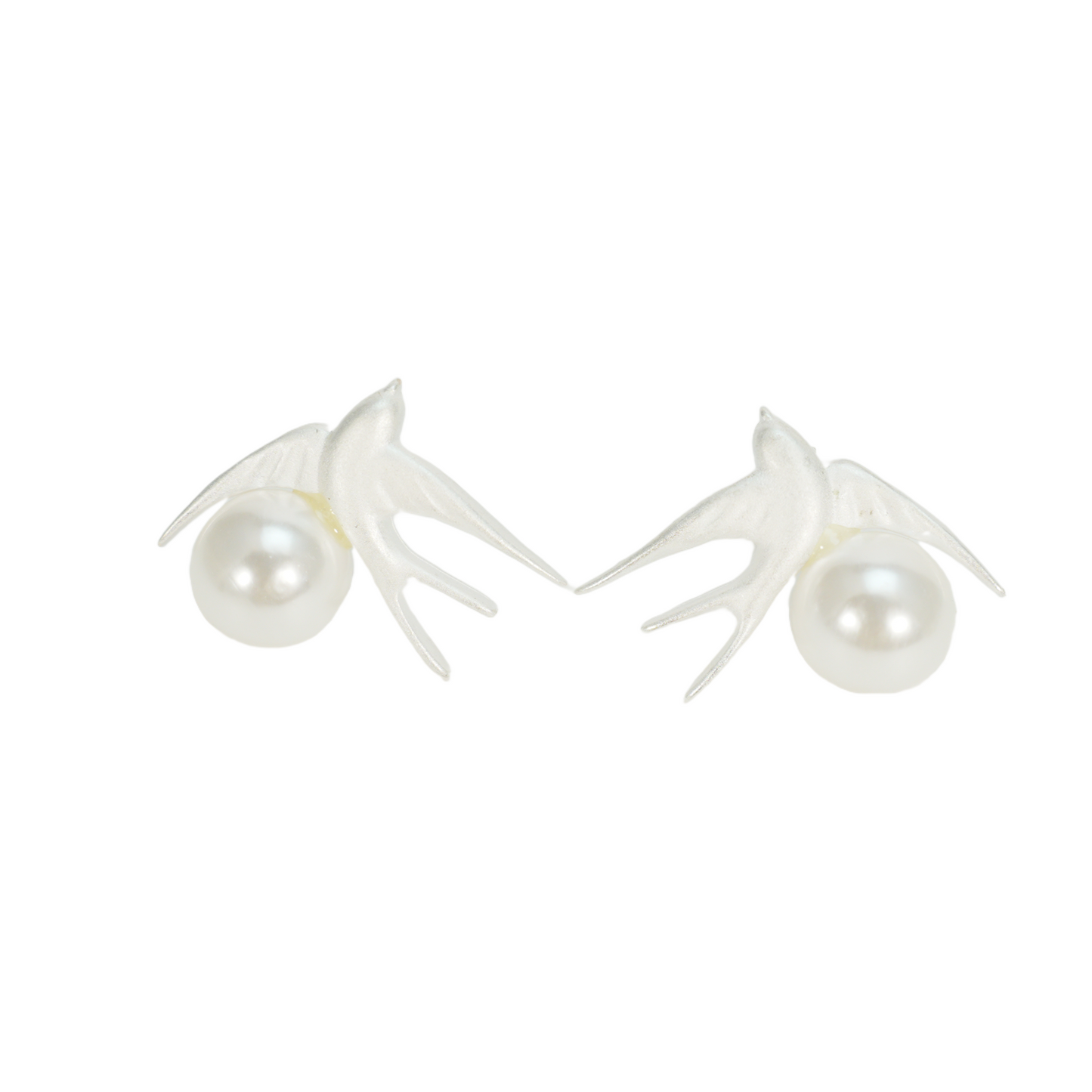 Swallow Pearl Earrings, Minimalist Bird Studs for Everyday Wear, Gift of Hope and Return