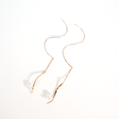 Minimalist Pearl Threader Earrings, Elegant Dangle Design, Delicate Gift for Women
