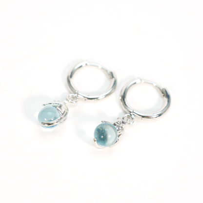 Blue Crystal Cat Earrings | Cute Cat Drop Studs | Whimsical Animal Jewelry Gift for Cat Lovers