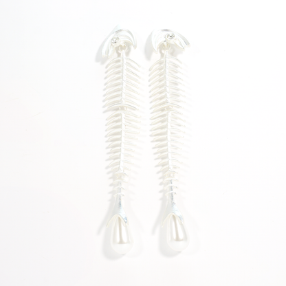 Deconstructed Fishbone Drop Earrings | Gothic Style Statement Jewelry | Bold Gift for Artistic Women Who Love Unique Design