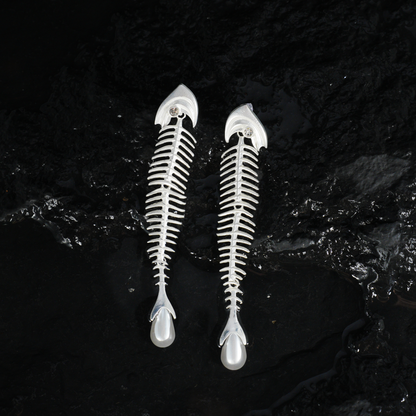 Deconstructed Fishbone Drop Earrings | Gothic Style Statement Jewelry | Bold Gift for Artistic Women Who Love Unique Design