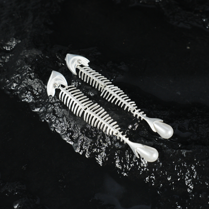 Deconstructed Fishbone Drop Earrings | Gothic Style Statement Jewelry | Bold Gift for Artistic Women Who Love Unique Design