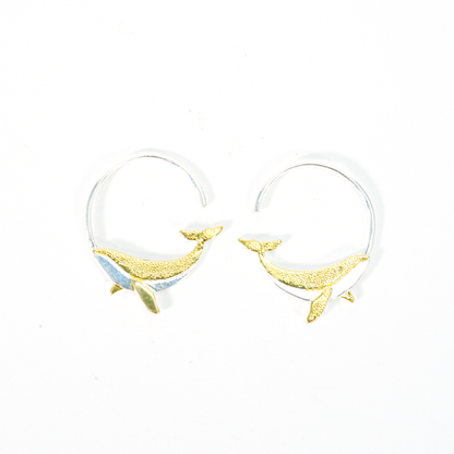 Delfin Ohrstecker – Gold &amp; Silber Zweifarbiger Tier Totem Schmuck, Spirituelles Ozean Liebhaber Geschenk