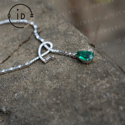 Elegant Emerald Pendant Necklace, 925 Sterling Silver Jewelry, Perfect Gift for Special Occasions