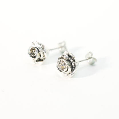 Vintage Silver Rose Stud Earrings | Floral Earrings for Women | Handcrafted Gothic Romantic Jewelry