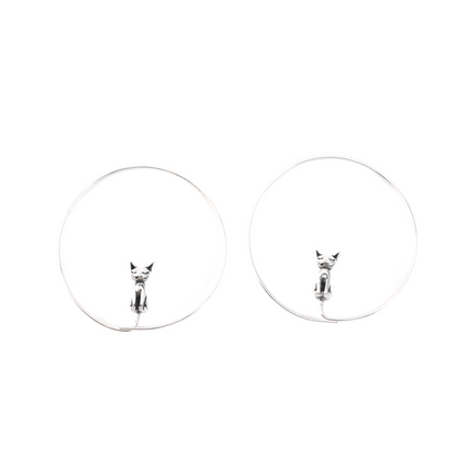 Minimalistische Zwillingskatzen-Creolen – Gedenkschmuck für Paare