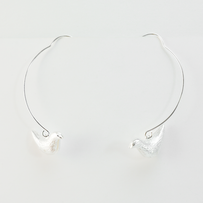 Bird Hoop Earrings – Minimalist Design with Delicate Bird Charm, Symbol of Peace and Inner Voice