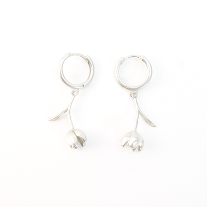 Botanical Bud Earrings, Minimalist Floral Drop Earrings, Nature Inspired Symbol of Growth and Quiet Emotion