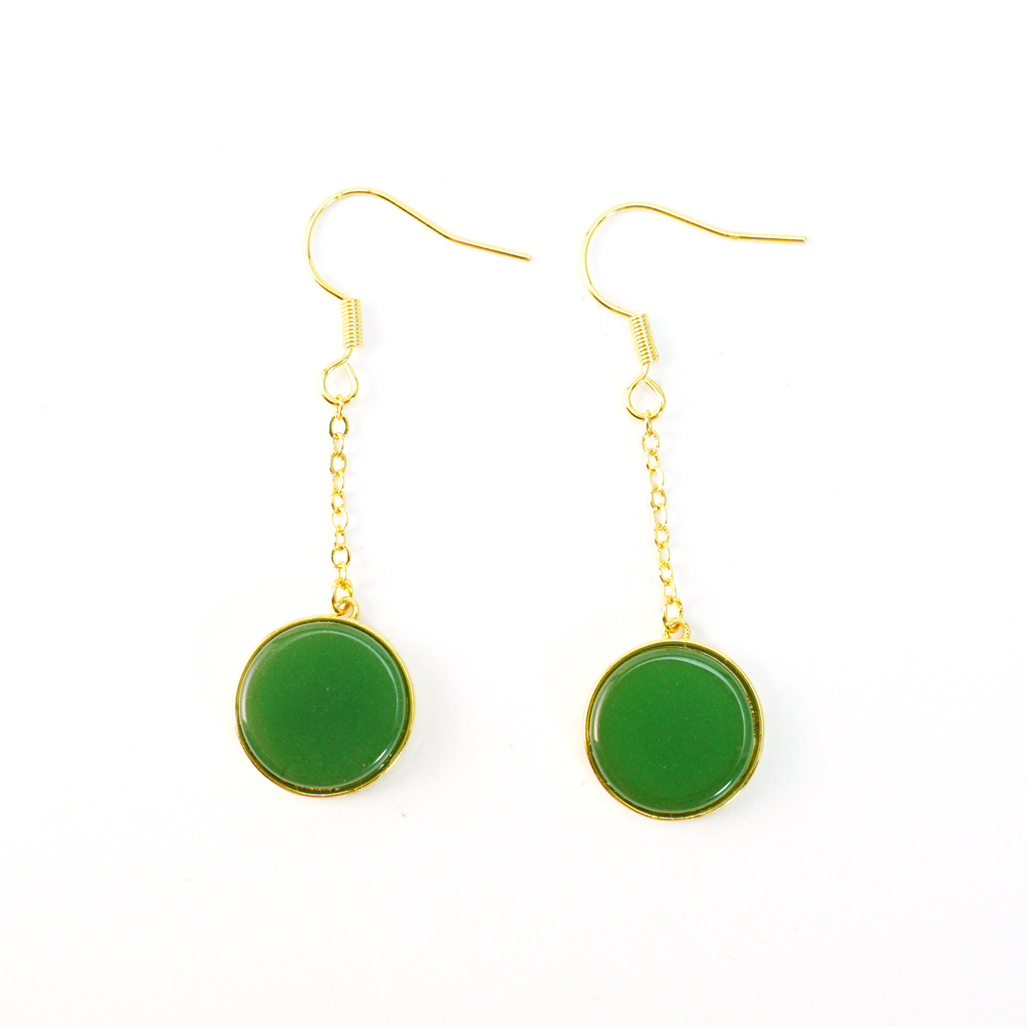 Minimal Jade Circle Earrings | Green Dangle Earrings | Vintage Amulet Style Gift Jewelry