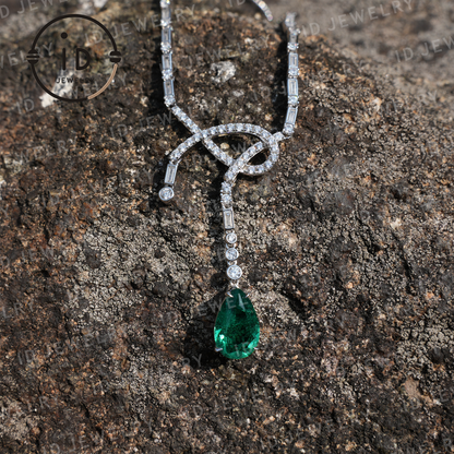 Elegant Emerald Pendant Necklace, 925 Sterling Silver Jewelry, Perfect Gift for Special Occasions