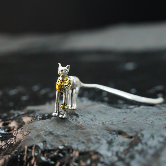 Egyptian Cat Stud Earring, Single Bastet Totem Earring for Women, Spiritual Protection Jewelry, Cat Lover Gift
