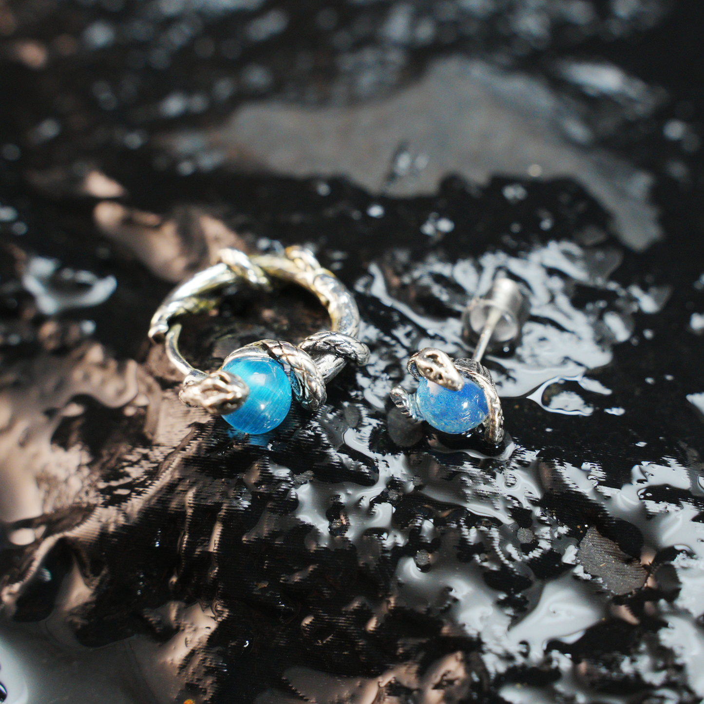 Serpent Guardian Crystal Earrings | Mystical Protection Studs | Unique Gift for Her with Spiritual Style