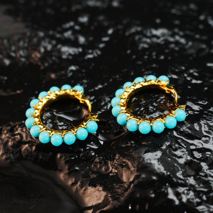 Böhmische Türkis Creolen Ethnoschmuck | Tribal Retro Style Tropfen Ohrringe