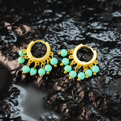 Türkisfarbene Ohrringe, Natürlicher Heilschmuck, Boho-Stil, handgemachtes Geschenk für Frauen