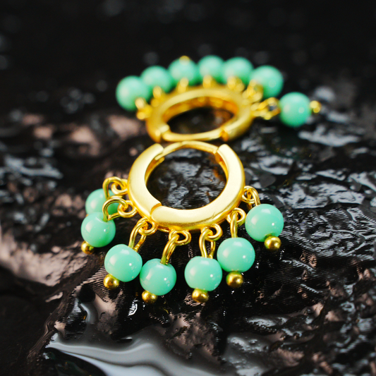Turquoise Dangle Earrings, Natural Healing Jewelry, Boho Style Handmade Gift for Women