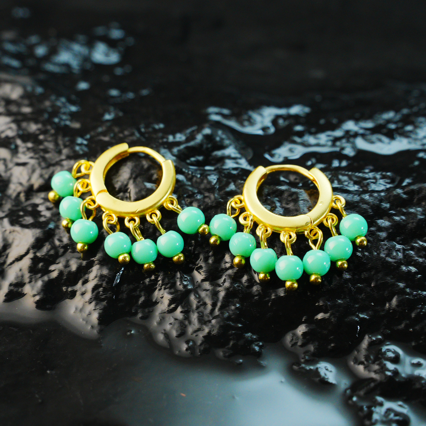 Türkisfarbene Ohrringe, Natürlicher Heilschmuck, Boho-Stil, handgemachtes Geschenk für Frauen
