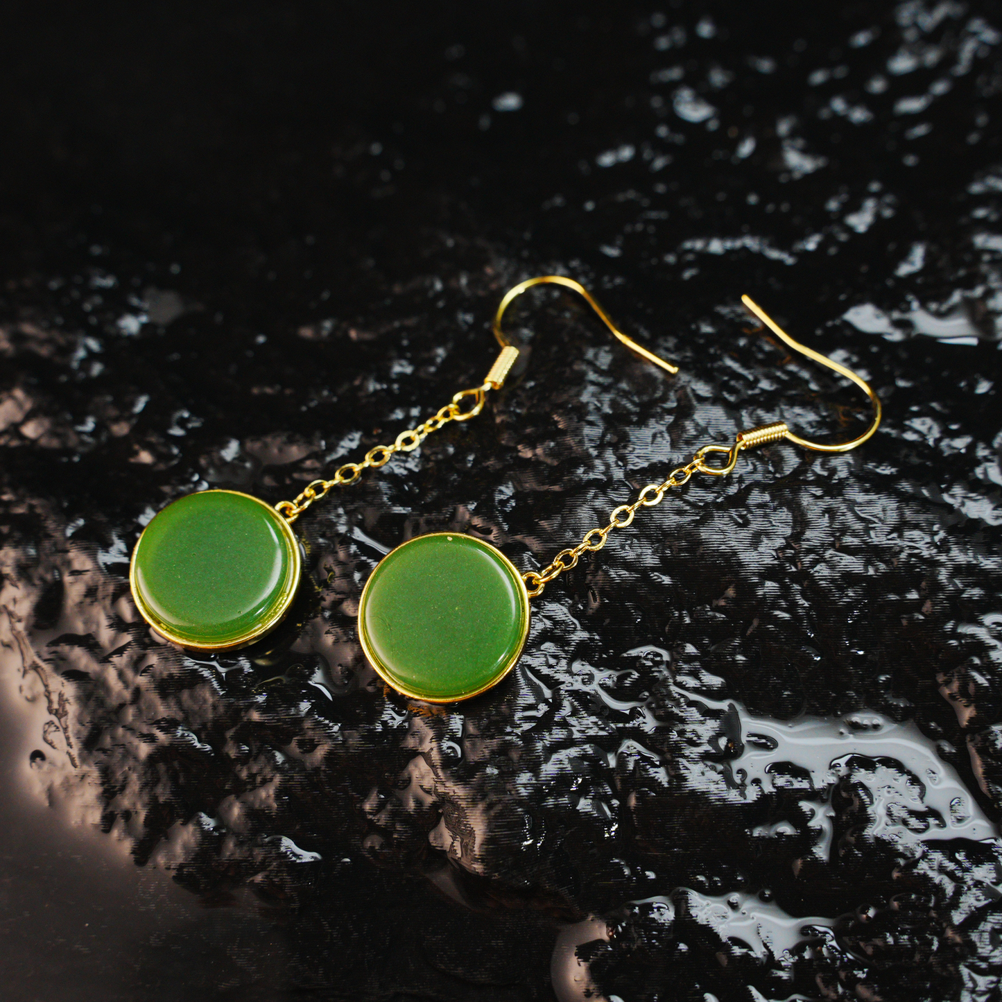 Minimal Jade Circle Earrings | Green Dangle Earrings | Vintage Amulet Style Gift Jewelry