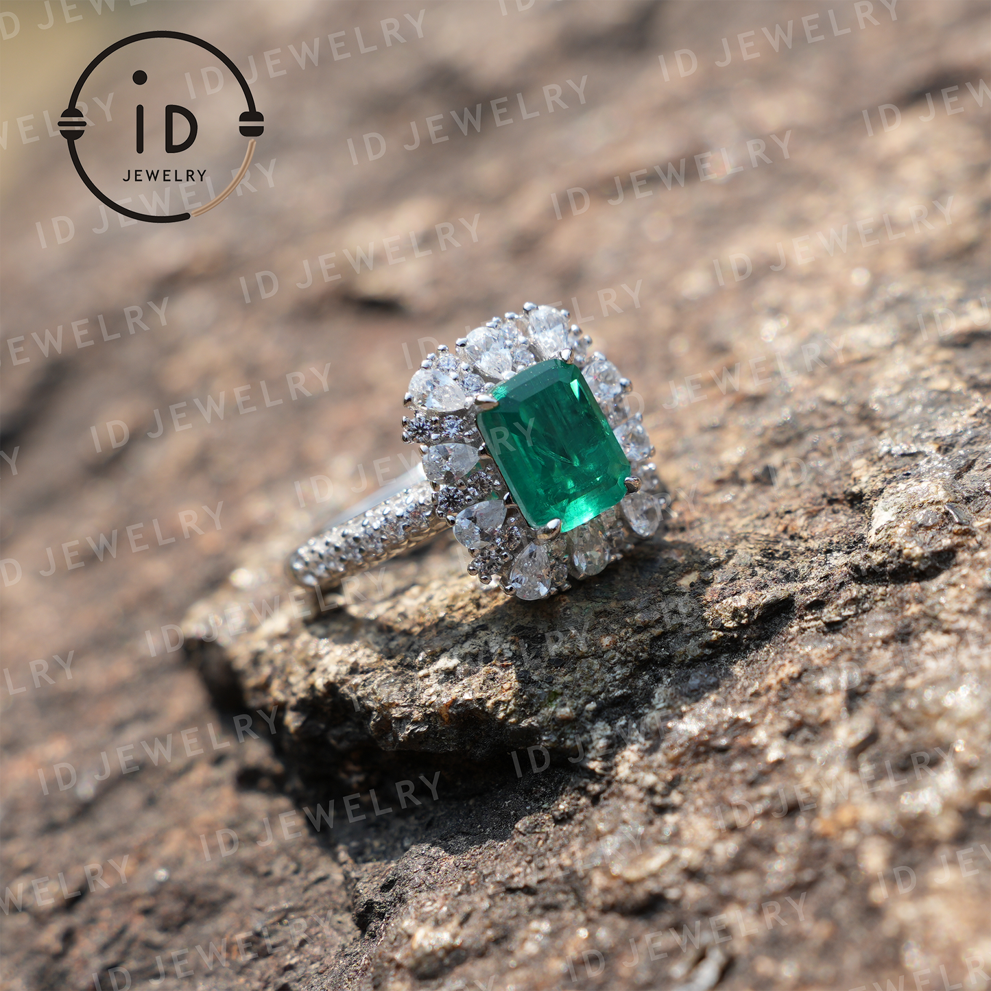 Classic Emerald Ring in Sterling Silver, Handcrafted with Lab-Created Emerald for Special Occasions