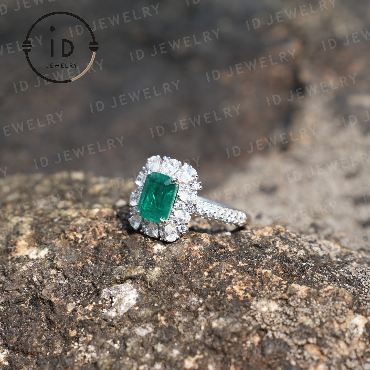 Classic Emerald Ring in Sterling Silver, Handcrafted with Lab-Created Emerald for Special Occasions