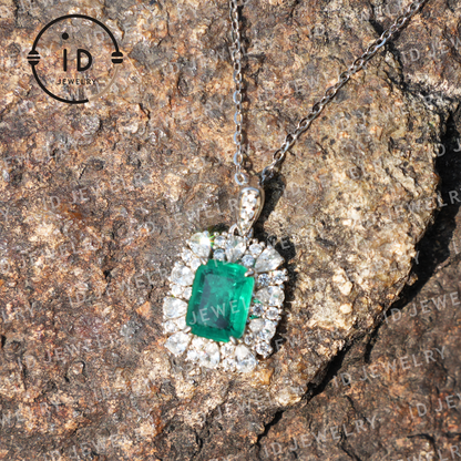 925 Sterling Silver Emerald Necklace with 18k Gold Plating, Perfect Gift for Women and Special Occasions