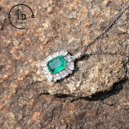 925 Sterling Silver Emerald Necklace with 18k Gold Plating, Perfect Gift for Women and Special Occasions