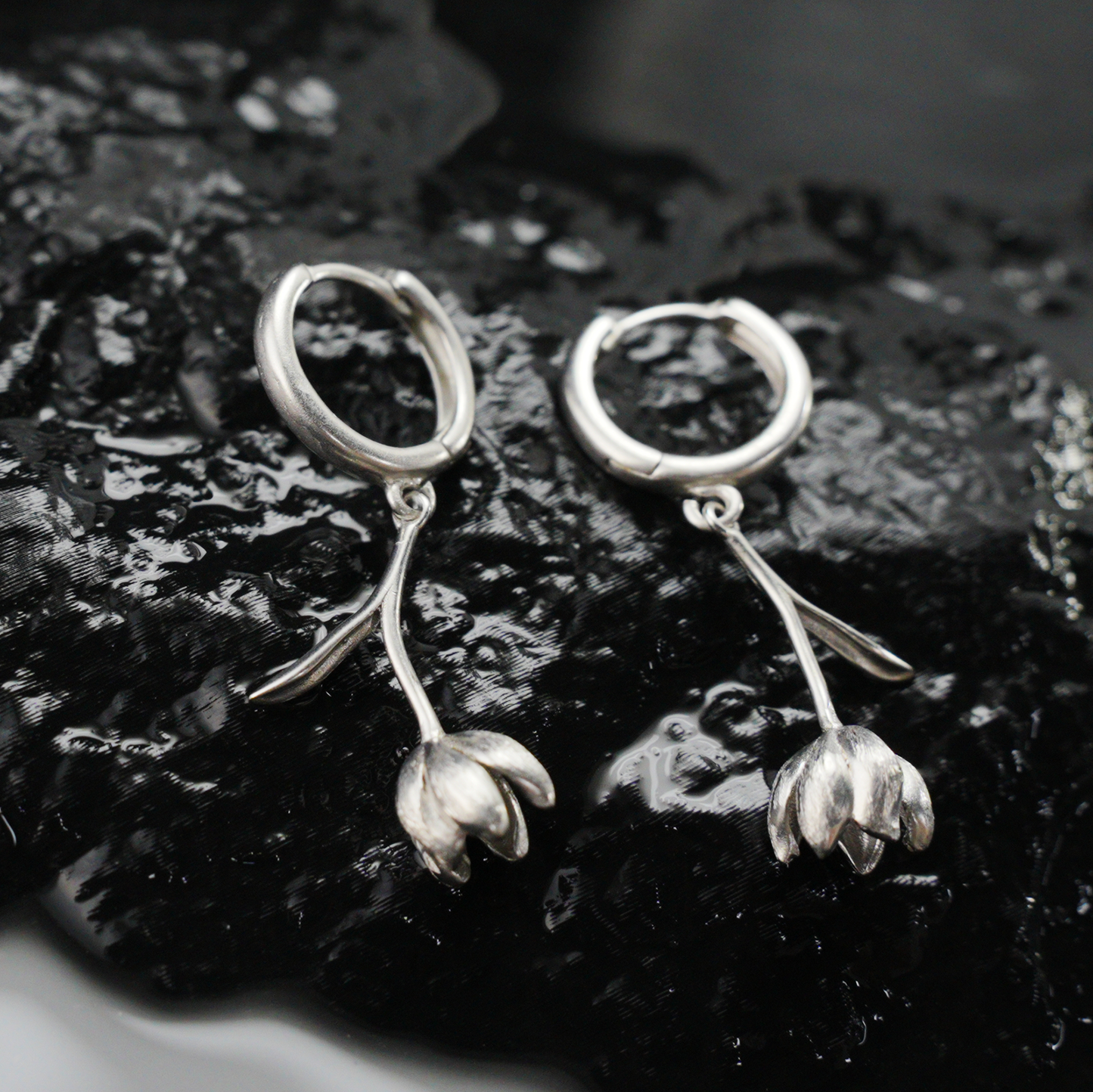 Botanical Bud Earrings, Minimalist Floral Drop Earrings, Nature Inspired Symbol of Growth and Quiet Emotion