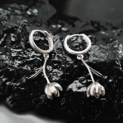 Botanical Bud Earrings, Minimalist Floral Drop Earrings, Nature Inspired Symbol of Growth and Quiet Emotion